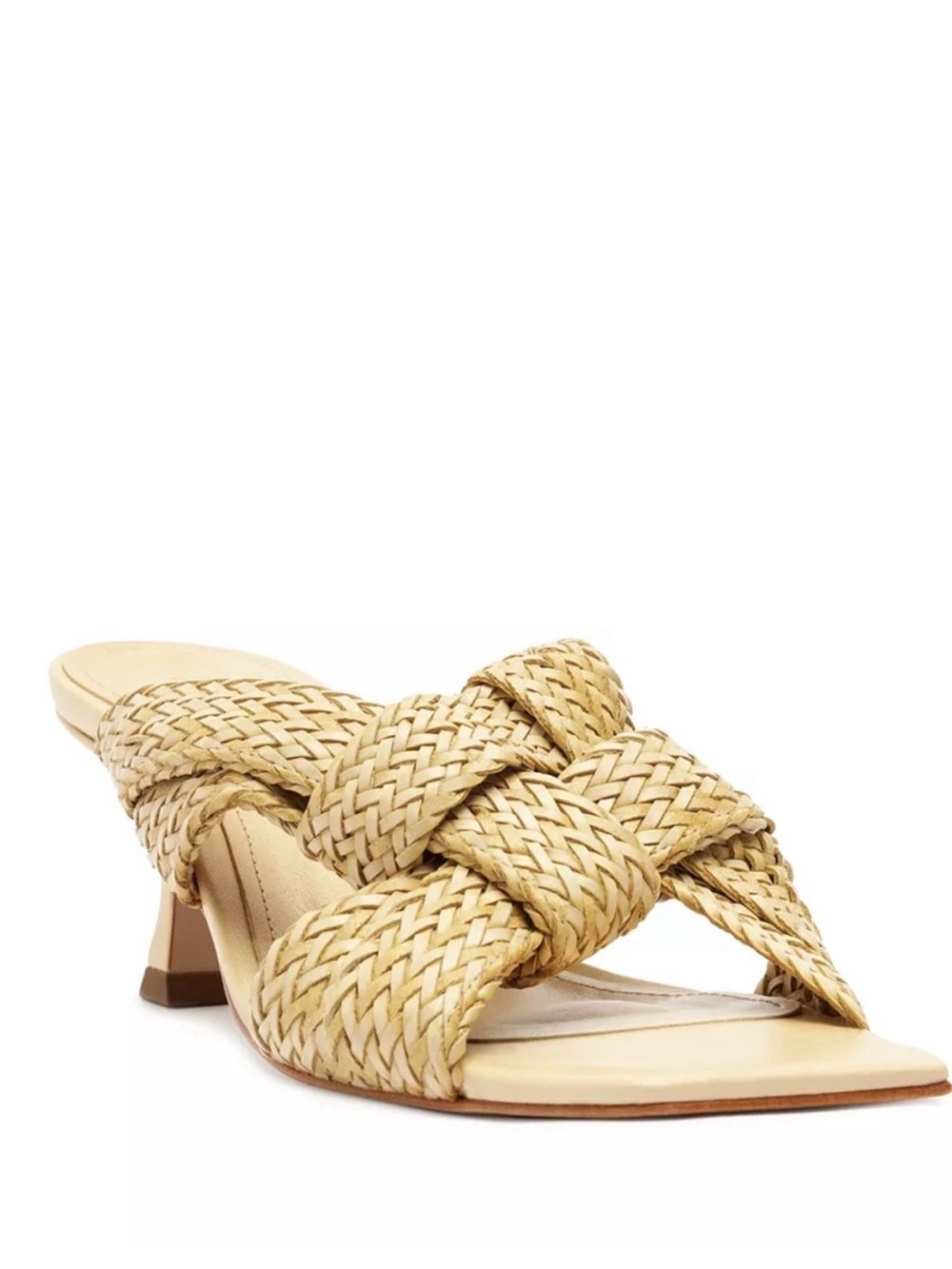 🆕Schutz Kali Woven Kitten Heel Sandals Nude/Neutral Size 7B